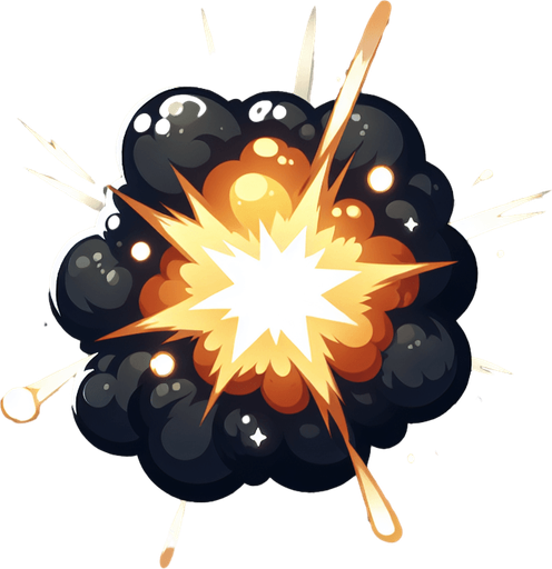 explosion VFX, transparent.
Single Game Texture.  In-Game asset.  2d.  Blank background.  High contrast.  No shadows
