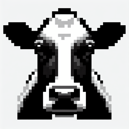 Cow.
Single Game Texture. In-Game asset. 2d. Blank background. High contrast. No shadows.