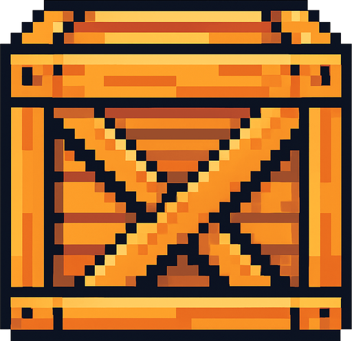 container, 2d, pixel.
In-Game asset.  2d.  High contrast.  No shadows