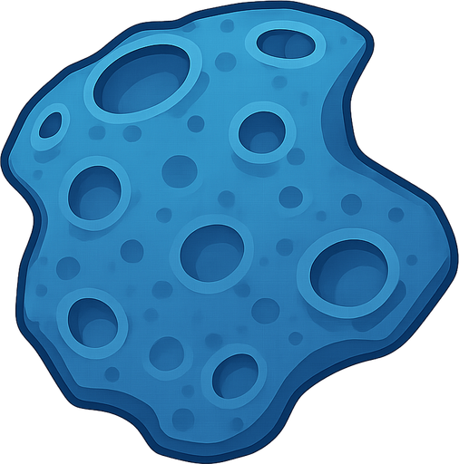 blue meteor. No background. Transparent background. Blank background. No shadows. 2d. In-Game asset. flat