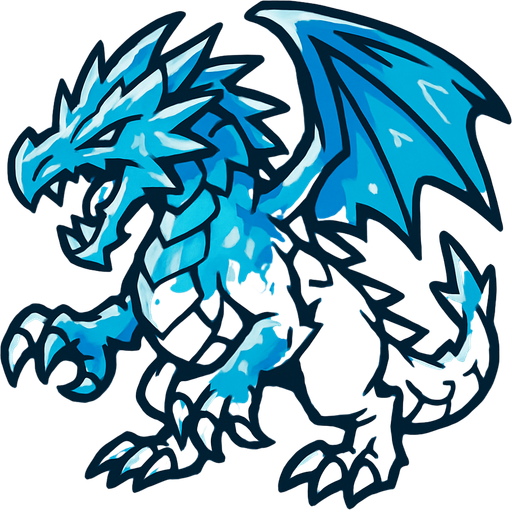 Dragon des glaces.
In-Game asset.  2d.  High contrast.  No shadows