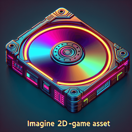 retro cyberpunk datadisk in neon colors.
Single Game Texture. In-Game asset. 2d. Blank background. High contrast. No shadows.
