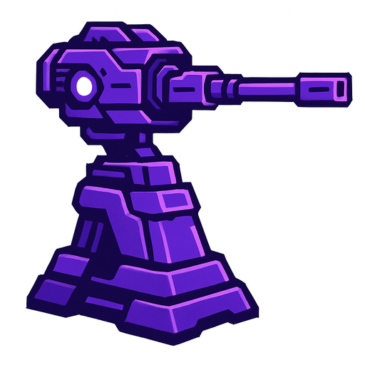Torreta futurista sniper morada.
In-Game asset.  2d.  High contrast.  No shadows