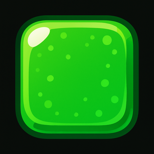 Edible square, single green candy.
In-Game asset.  2d.  High contrast.  No shadows
