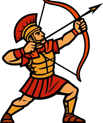 Roman Archer Aiming High.
In-Game asset.  2d.  High contrast.  No shadows