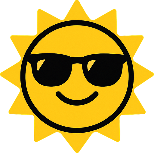 make a yellow circle that is like the sun that has sunglasses on.
In-Game asset.  2d.  High contrast.  No shadows