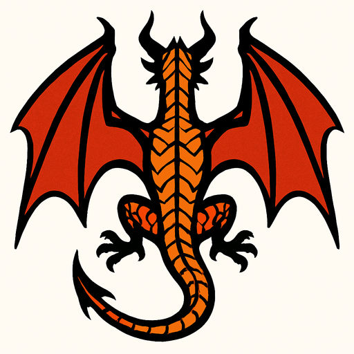A dragon from top down view.
In-Game asset.  2d.  High contrast.  No shadows