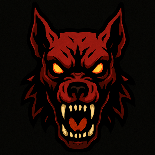 2d mysterious and scary hellhound character's head.
In-Game asset.  2d.  High contrast.  No shadows
