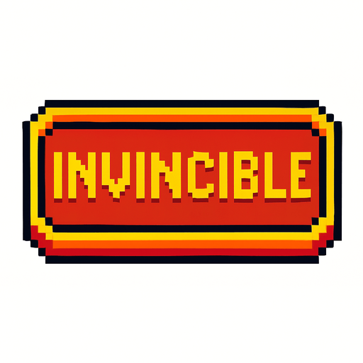 A button that has invincible written on it.
In-Game asset.  2d.  High contrast.  No shadows. pixel art