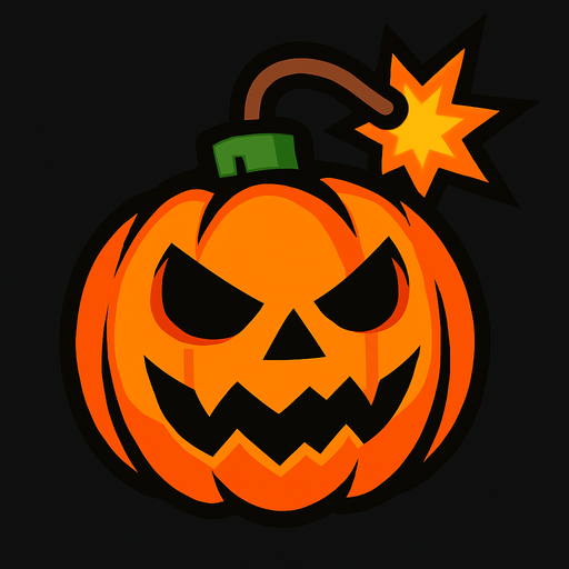 pumkin bomb.
In-Game asset.  2d.  High contrast.  No shadows