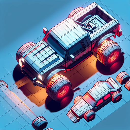 A  single car  looking upwards..
Single Game Texture. In-Game asset. 2d. Blank background. High contrast. No shadows.