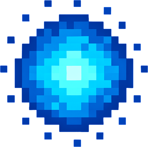 bola de luz azul de pixeles.
In-Game asset.  2d.  High contrast.  No shadows