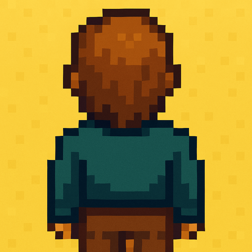 yellow plus brown haired man pixel art with different colors of clothing
