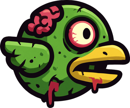 Make a zombi flapy bird.
In-Game asset.  2d.  High contrast.  No shadows