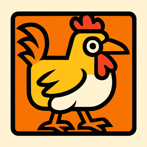 hyper chicken but square.
In-Game asset.  2d.  High contrast.  No shadows