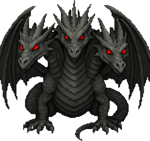 Make this dragon with 3 heads and a gray color scale