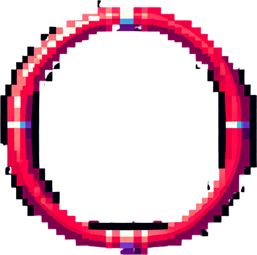 8-Bit hula hoop. The color is red. The hoop is flat facing towards the ground.
Single Game Texture. In-Game asset. 2d. Transparent background. High contrast. No shadows.