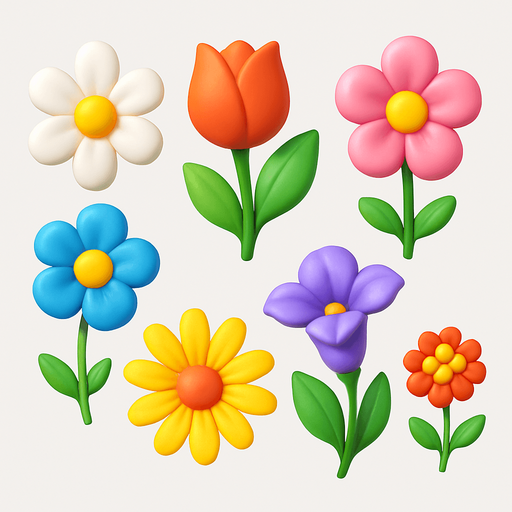 Pack of different flowers, 3D flowers, without black lines around it!
In-Game asset.  High contrast.  No shadows. 3D