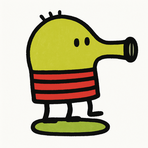 2D classic doodle jump character.
In-Game asset.  2d.  High contrast.  No shadows