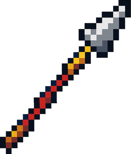 Generame una lanza pixelar.
In-Game asset.  2d.  High contrast.  No shadows
