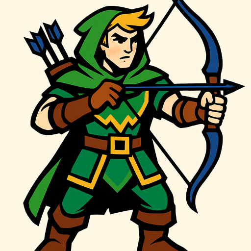 Archer  hero.
In-Game asset.  2d.  High contrast.  No shadows