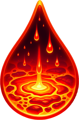 a drop of lava..
Single Game Texture. In-Game asset. 2d. Blank background. High contrast. No shadows.
