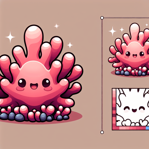 Tatlı gülümseyen mercan resmi.
Single Game Texture.  In-Game asset.  2d.  Blank background.  High contrast.  No shadows