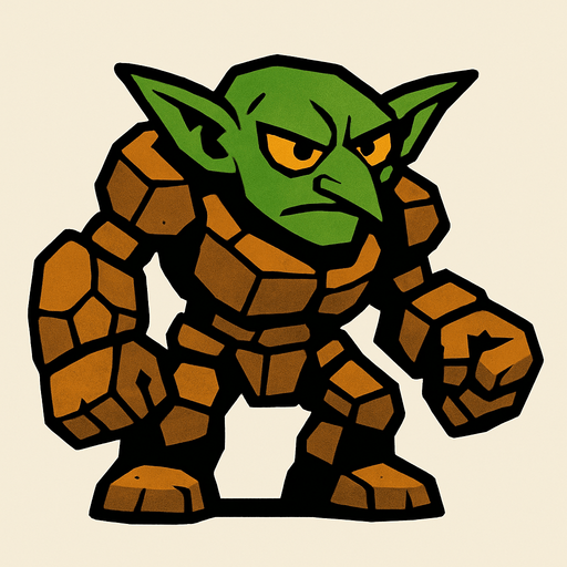 golem goblin.
In-Game asset.  2d.  High contrast.  No shadows