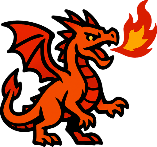 Dragon feu.
In-Game asset.  2d.  High contrast.  No shadows