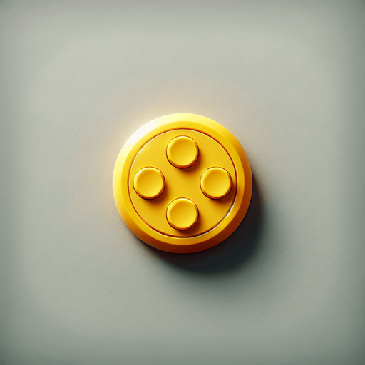 Simple plastic yellow dpad button for a hand held game console, front view.
Single Game Texture. In-Game asset. 2d. Blank background. High contrast. No shadows.
