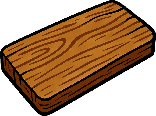 una tabla de madera alargada como si fuese de una cocina.
In-Game asset.  2d.  High contrast.  No shadows