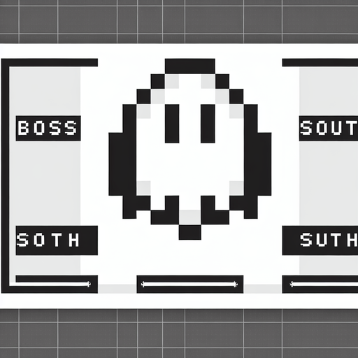 make a floating ghost 8bit boss for a game facing south.
Single Game Texture. In-Game asset. 2d. Blank background. High contrast. No shadows.