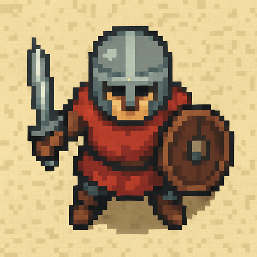 middle ages europian enemy birdview pixel art.
In-Game asset.  2d.  High contrast.  No shadows