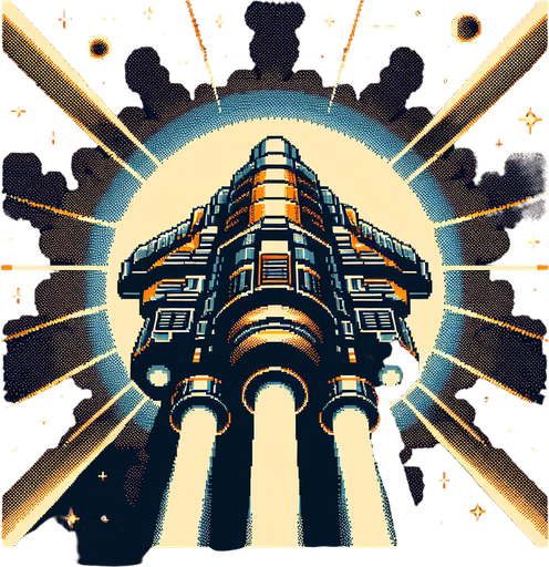 Spaceship like in galaga.
Single Game Texture. In-Game asset. 2d. Blank background. High contrast. No shadows. Straight up and down. Seen from above.