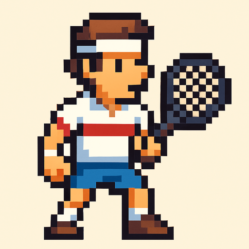 pixelart tennis player looking to the right.
In-Game asset.  2d.  High contrast.  No shadows