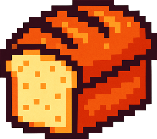 pan de pixeles.
In-Game asset.  2d.  High contrast.  No shadows