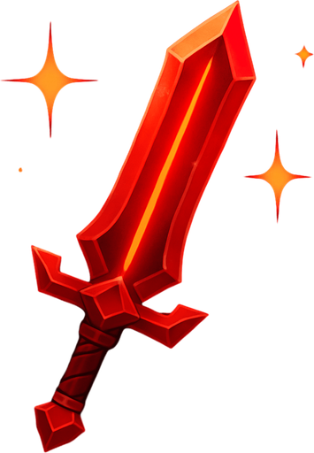 una espada roja con destellos.
In-Game asset.  2d.  High contrast.  No shadows