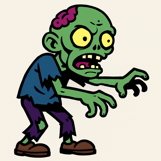 Zombie.
In-Game asset.  2d.  High contrast.  No shadows