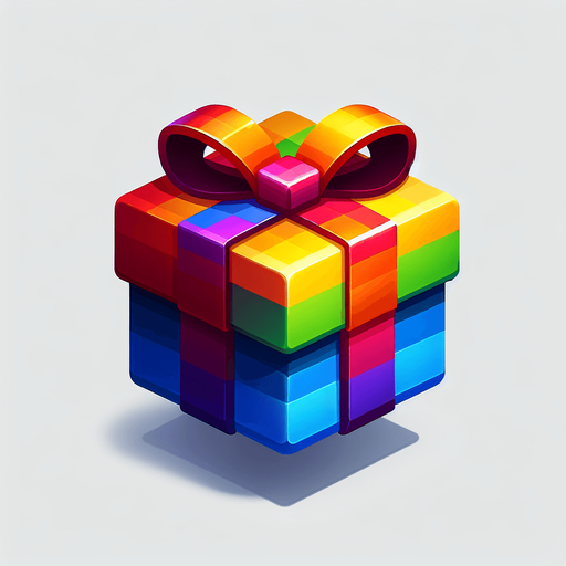 Разноцветный подарок 
Подарок Single Game Texture. In-Game asset. 2d. Blank background. High contrast. No shadows.