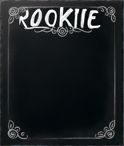 Text "ROOKIE BREW" handwritten in chalk