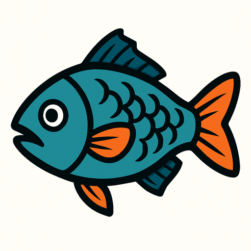 medium-sized fish.
In-Game asset.  2d.  High contrast.  No shadows