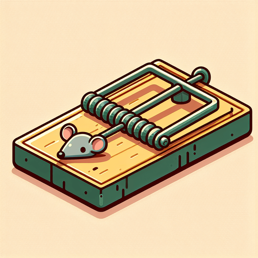 Mouse trap, side view, cartoon Single Game Texture. In-Game asset. 2d. Blank background. High contrast. No shadows.