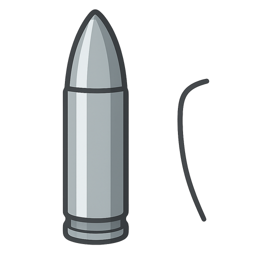 A silver bullet. No background. Transparent background. Blank background. No shadows. 2d. In-Game asset. flat