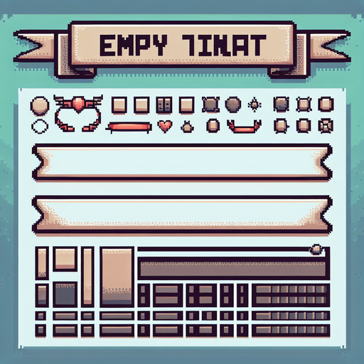 pixel art of an empty title banner.
Single Game Texture. In-Game asset. 2d. Blank background. High contrast. No shadows.