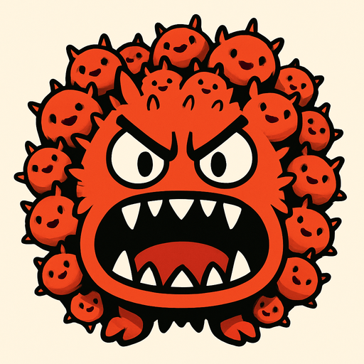 Cute swarm monster with fury eyes and large mouth.
In-Game asset.  2d.  High contrast.  No shadows