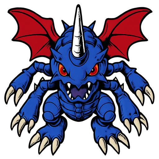 MegaKabuterimon. visto desde arriba. calidad y detalles altos.
In-Game asset.  2d.  High contrast.  No shadows