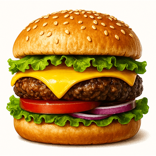 Burger - Gerçekçi - Yazısız.
In-Game asset.  2d.  High contrast.  No shadows