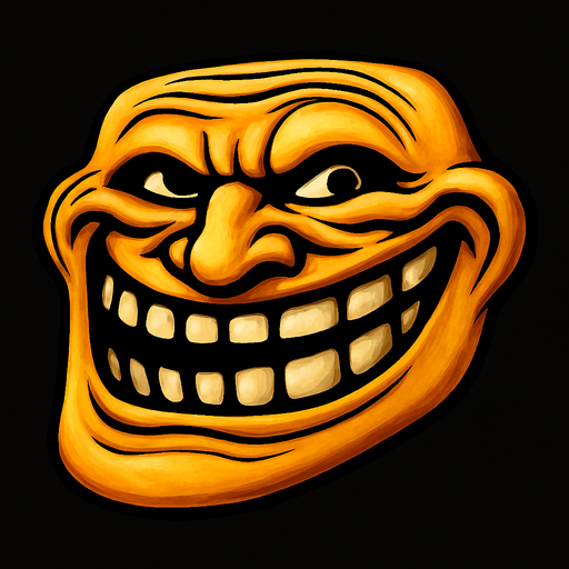 3D Scary trollface meme.
In-Game asset.  3D.  High contrast.  No shadows