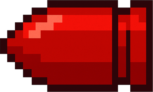 kırmızı pixel art bir mermi.
In-Game asset.  2d.  High contrast.  No shadows