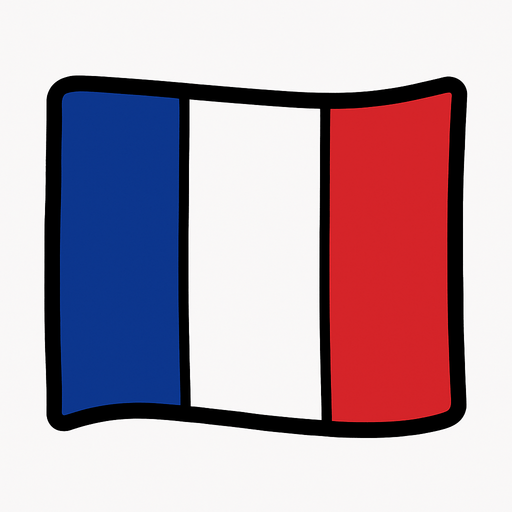 Fransa bayrağı.
In-Game asset.  2d.  High contrast.  No shadows